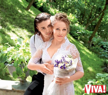 Тарас и Елена Тополя в день свадьбы