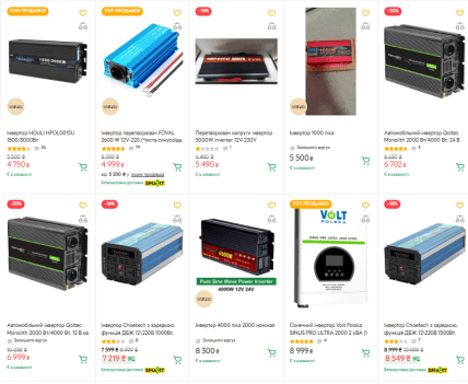 Цены на инвентарь