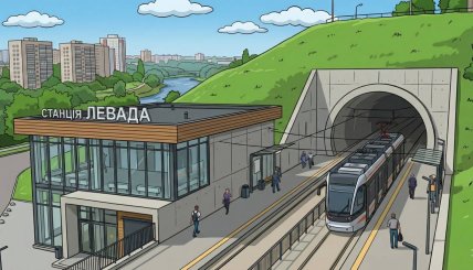 Рисунок скоростного трамвая в Полтаве