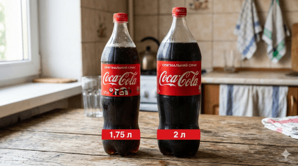 Пляшки Coca-Cola об'ємом 1,75 л та 2 л