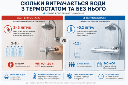 Сколько воды тратится для настройки температуры
