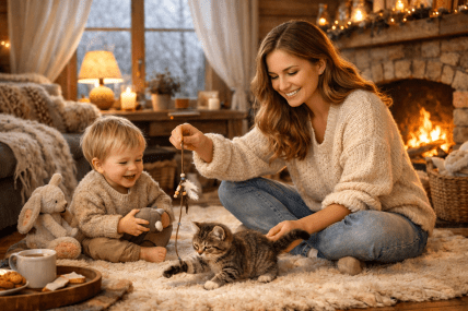 котик, затишок, діти, ігри