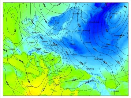 карта температурних показників в Європі на 7-8 лютого