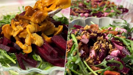 Салат з буряком, фетою та маринованими грибами