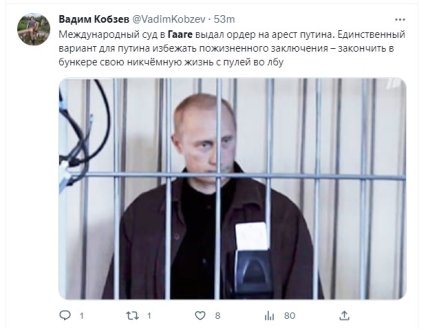 Скриншот з мемом про путіна