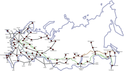 Карта самых важных железнодорожных путей России
