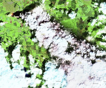 Фото пожара на НПЗ в Краснодарском крае РФ со спутника Sentinel-2