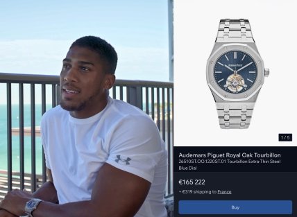 Ентоні Джошуа з годинником Audemars Piguet Royal Oak Offshore Tourbillon