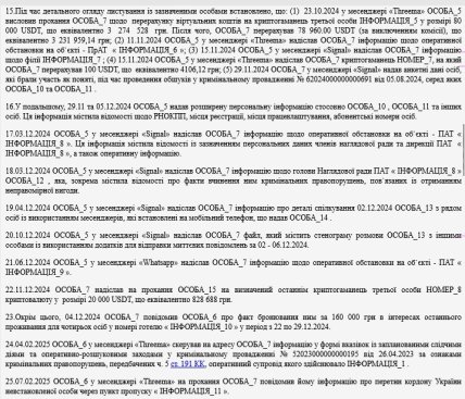 Скріншот матеріалів ЄДРСР щодо справи про злив інформації