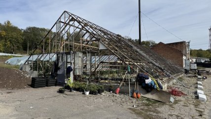 Зруйнована теплиця  на Полтавщині