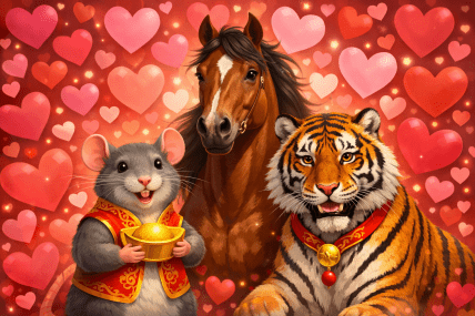 Щур, Кінь і Тигр за китайським гороскопом