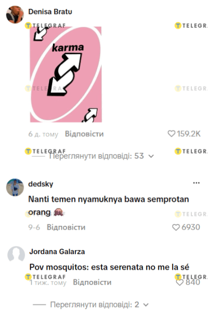 Видео де комарям жужжат — скриншот комментариев