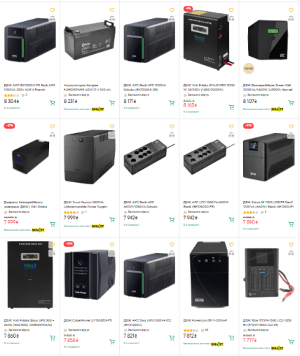 Цены на источники бесперебойного питания