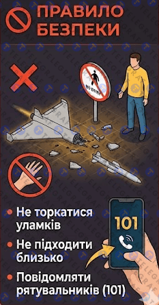Правила безпеки при виявленні уламків дрону