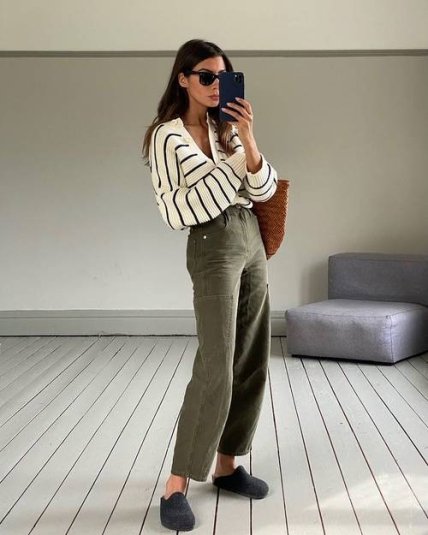 Образ зі смугастим кардиганом