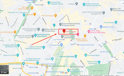 Карта гугл мапс - Будинок союзів, москва