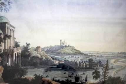 Краєвид з альтанки біля Полтавського інституту шляхетних дівчат (гравюра Стадлера)