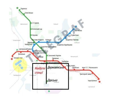 Станції метро "Державинська" та "Одеська" на карті