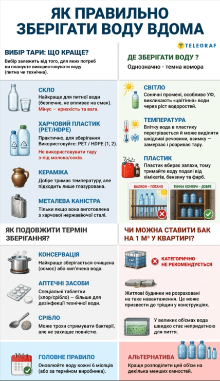 Де і в чому краще зберігати запас води