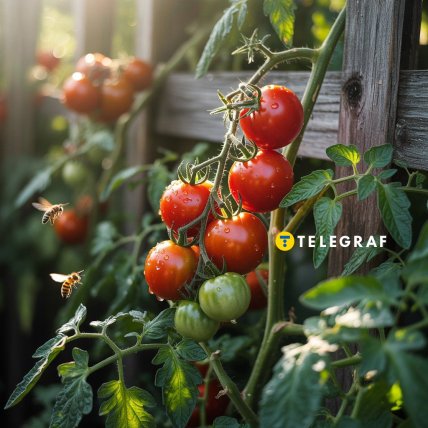 помидоры в саду