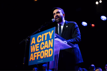 Зохран Мамдані на передвиборчому мітингу