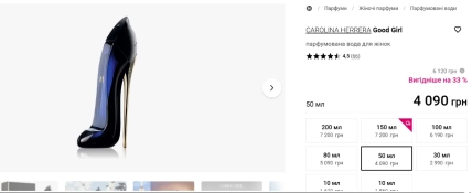 Черно-синий флакон Carolina Herrera Good Girl в форме туфли на высоких каблуках