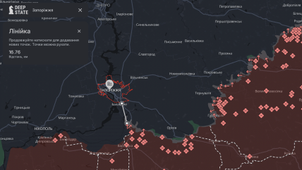 На сколько Запорожье далеко от линии фронта на карте