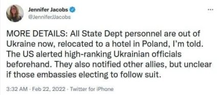 Дипломаты США временно переехали в Польшу