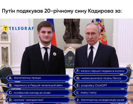 Мем про Путіна та сина Кадирова