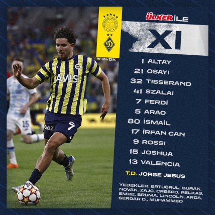 Стартовий склад Фенербахче на матч із Динамо