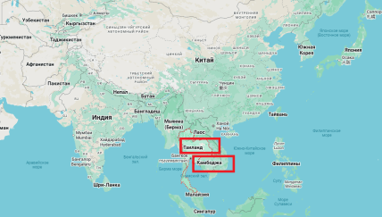 Таиланд и Камбоджа на карте