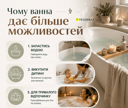 Достоинства ванной. Инфографика ИИ: "Телеграф"