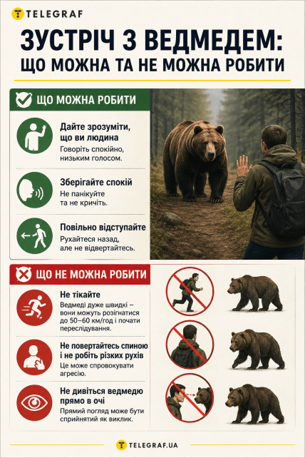 Що можна і не можна робити, якщо ви зустрілися з ведмедем