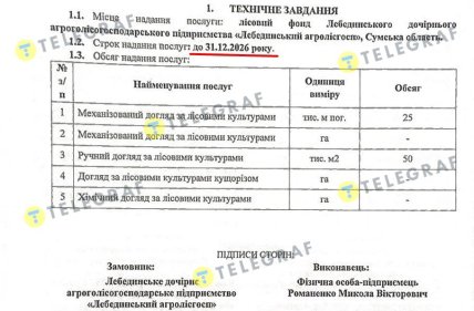 Технічне завдання від ДП "Лебединський агролісгосп"