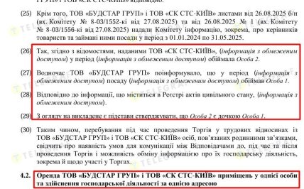 Висновок АМКУ про зв'язок фірм Будстар Груп та СК СТС-Київ