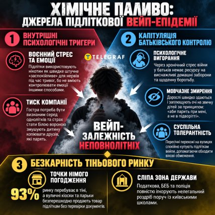 Источники подростковой вейп-эпидемии. Инфографика "Телеграфа"
