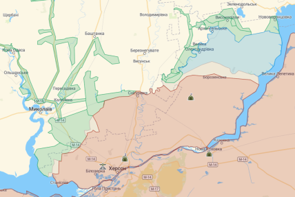 Орієнтовна карта бойових дій Херсонська область 09.10.2022