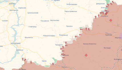 Карта, де йдуть бої в Запорізькій та Дніпропетровській областях 23.02.2026