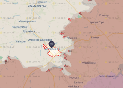 Костянтинівка, карта бойових дій