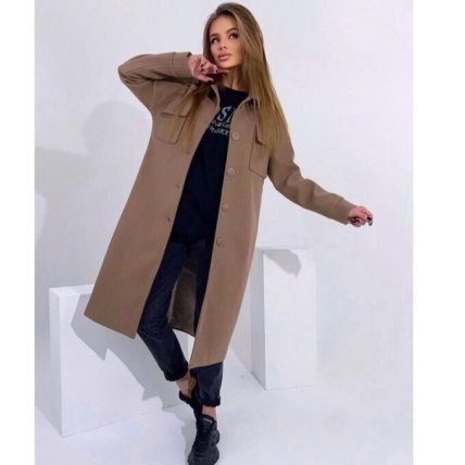 Подовжене пальто сорочкового крою