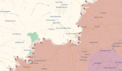 Карта бойових дій зараз в Донецькій області від DeepState