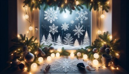 Украшения для окон зимой - фото