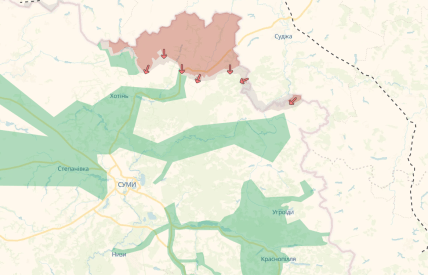 Карта бойових дій в Сумській області DeepState 19.12.2025
