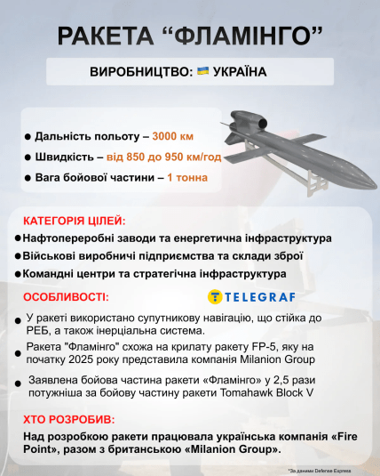 Ракета Фламінго - характеристики, інфографіка