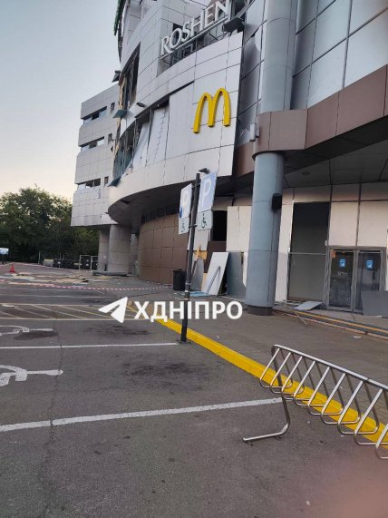 ТЦ Апполо в Днепре поврежден в ходе атаки РФ 30.08.2025