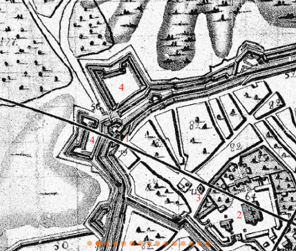 Золоті ворота на плані Києва 1750 року