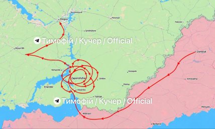 Як летів дрон, який вдарив по електричці у Дніпрі, карта