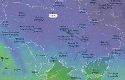Карта погоди на вечір 24 грудня 2025 року, радар