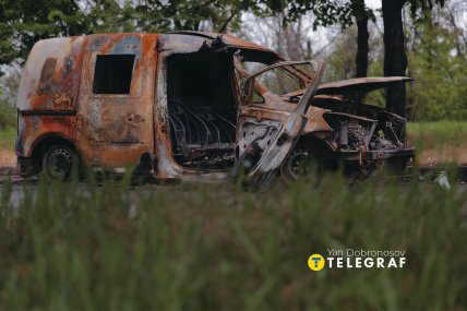 Знищений автомобіль в Дружківці