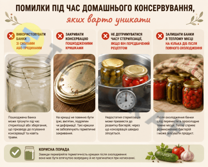 Ошибки во время домашнего консервирования